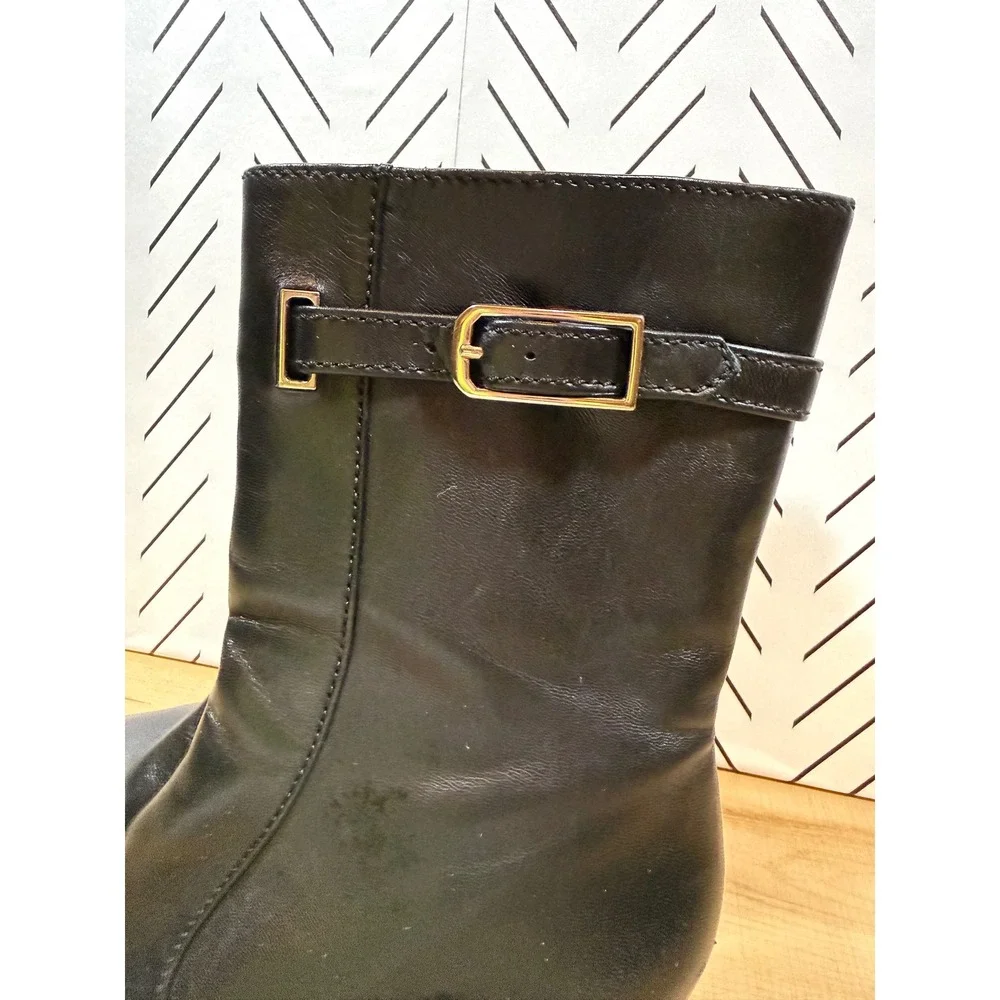 VTG Cole Haan Black Leather Tadi Square Toe Ankle Boots Women's Size 7.5‎ AA